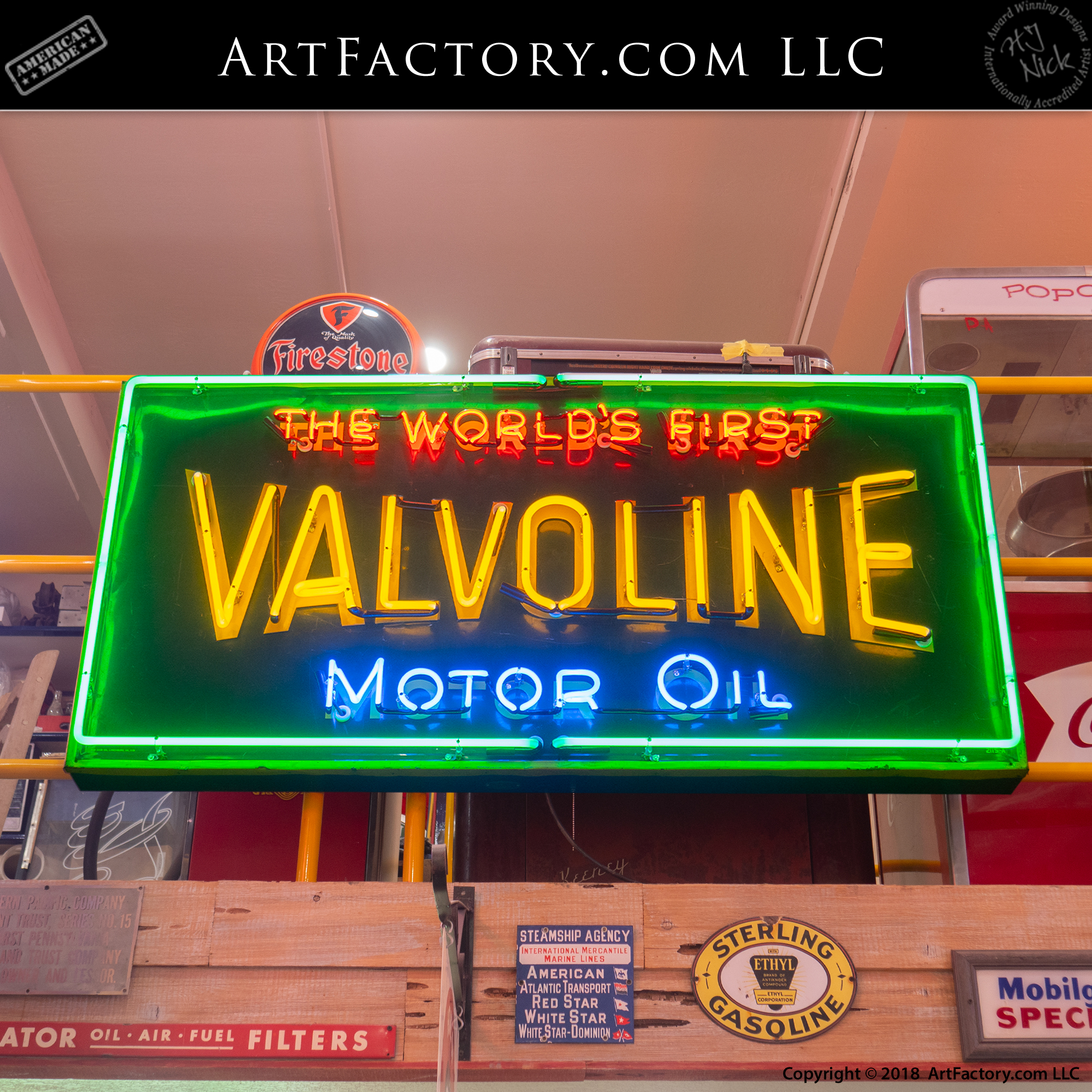 Vintage Valvoline Motor Oil Neon Road Sign