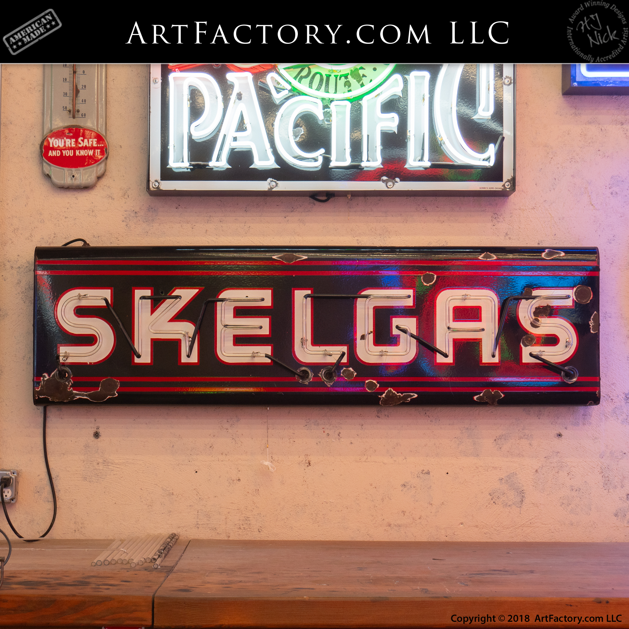 Vintage Skelgas Neon Sign with neon turned off