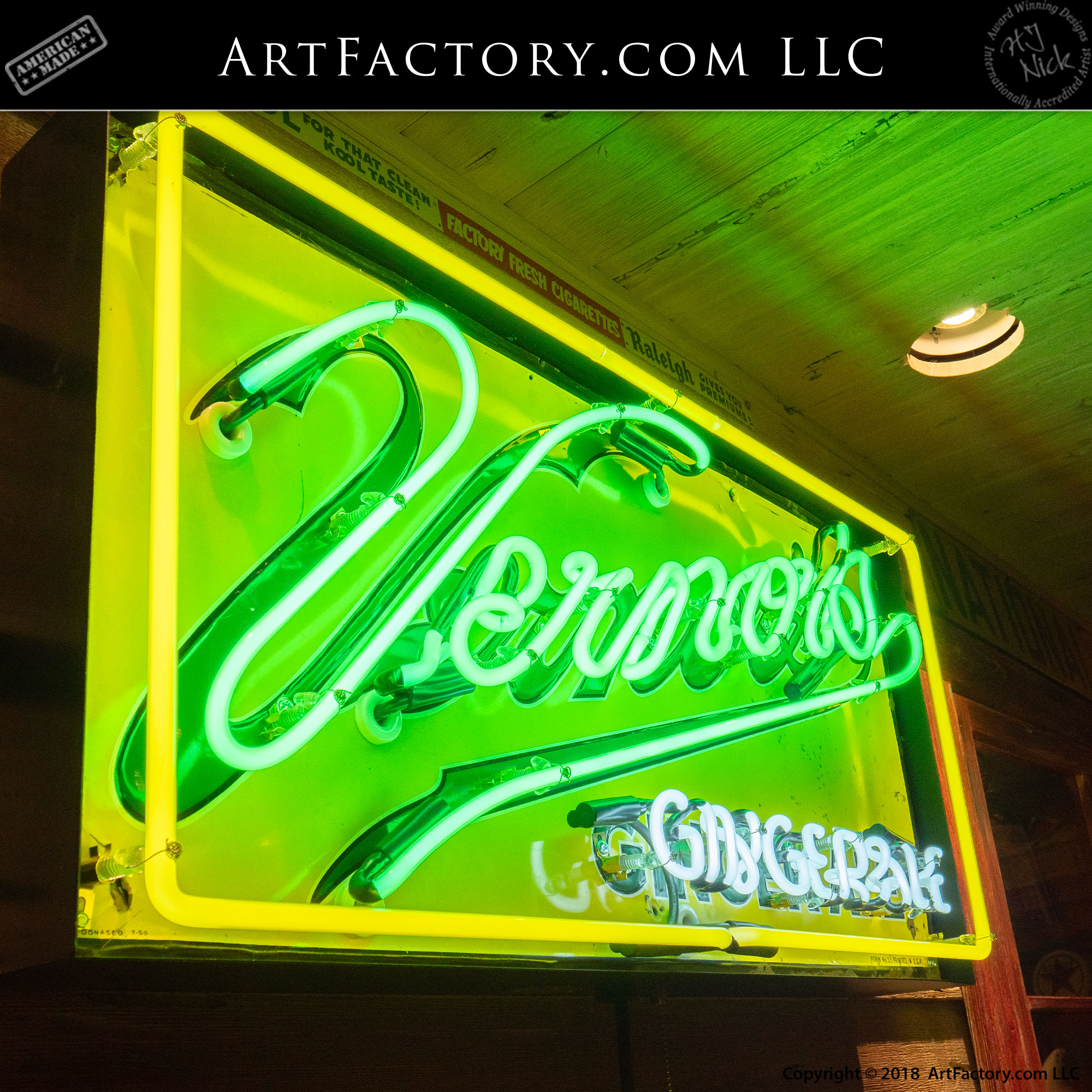 Vintage Vernors Ginger Ale Green Neon Sign