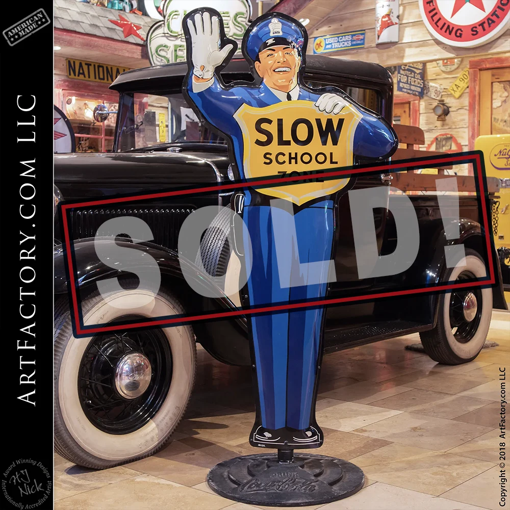 Vintage-Crossing-Guard-Driving-Coke-Sign-1 Coca-Cola crossing guard sign front