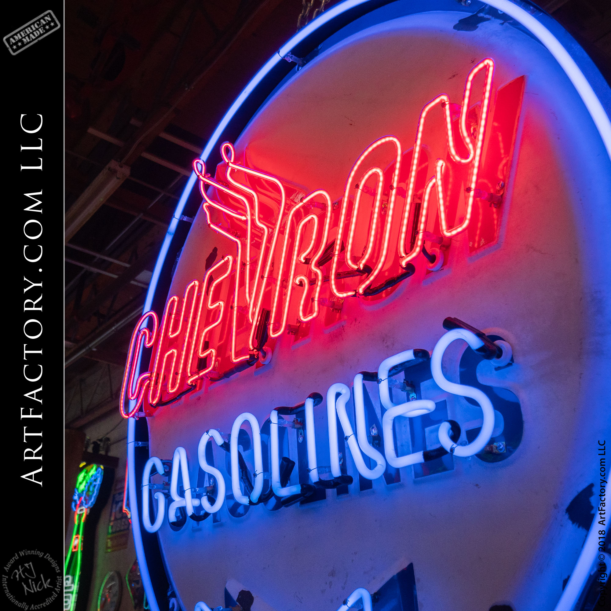 New Large Chevron Gasoline Garage Sign