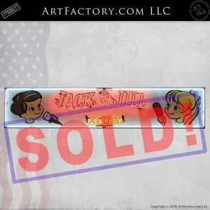 Vintage Jack & Jill Ice Cream neon sign, tin-litho face, fully restored with H.J. Nick certification