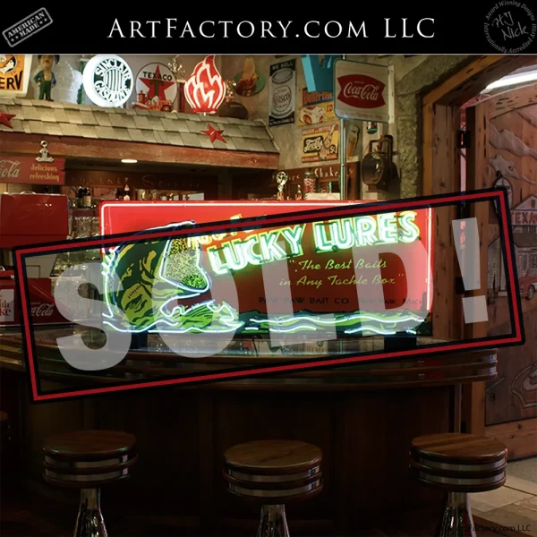 Lucky Lures Neon Sign, Paw Paw Bait Company - NS4159