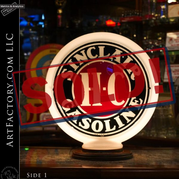 Sinclair Milk Glass Globe: H-C Gasoline Original Vintage Gas Pump Light - VG6208