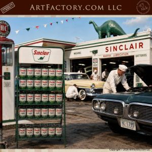 Sinclair Oil Can Rack: Vintage Collectible Gas Station Display - VS6250