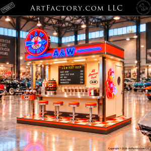 Classic A&W Root Beer Rolling Platform Display – AW6523
