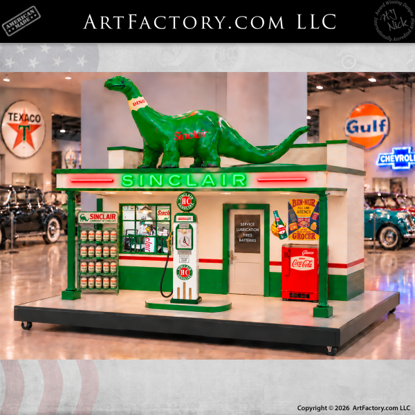 Retro Rolling Platform Sinclair Gas Station Display - VGS2920