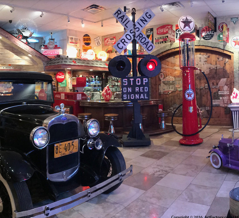 Complete Route 66 man cave environment