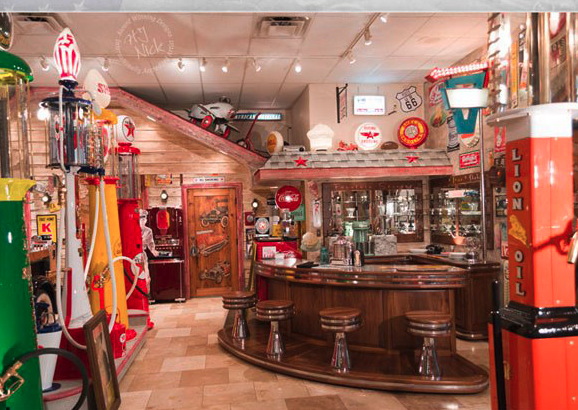 Period station storefront and architecture