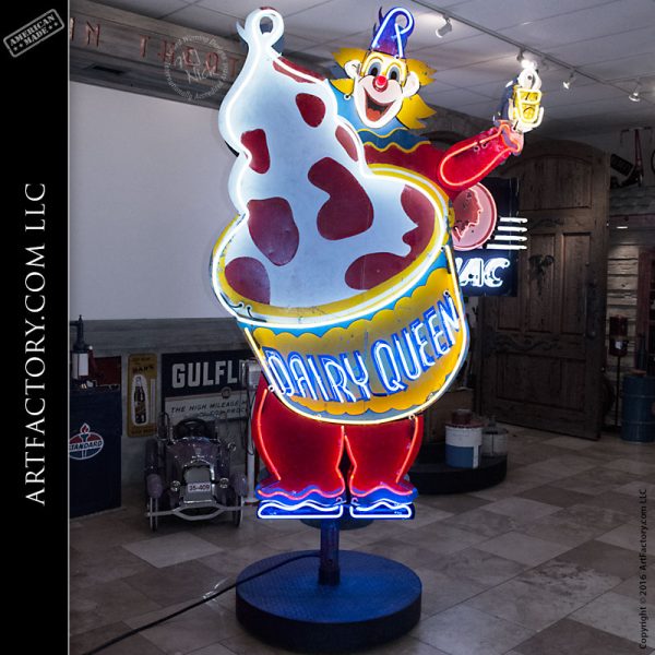 Vintage Neon Signs Dairy Queen Curly The Clown Neon Sign