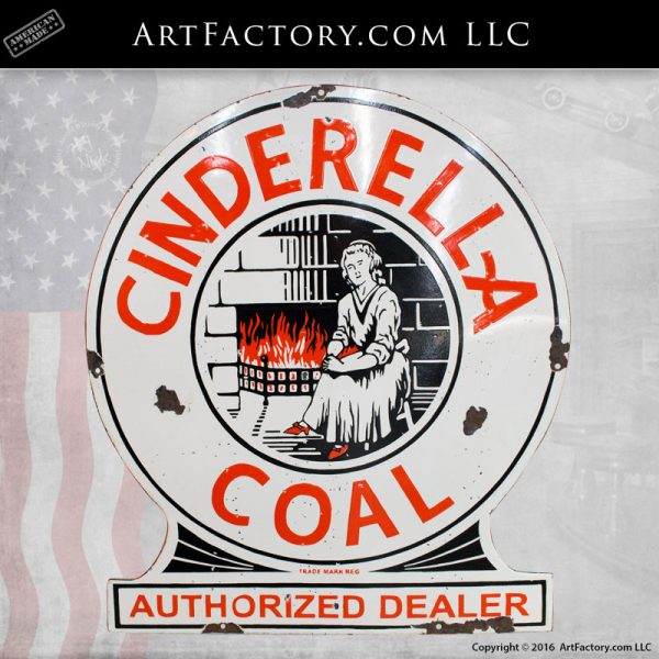 Cinderella Coal Vintage Porcelain Sign - CCVS243